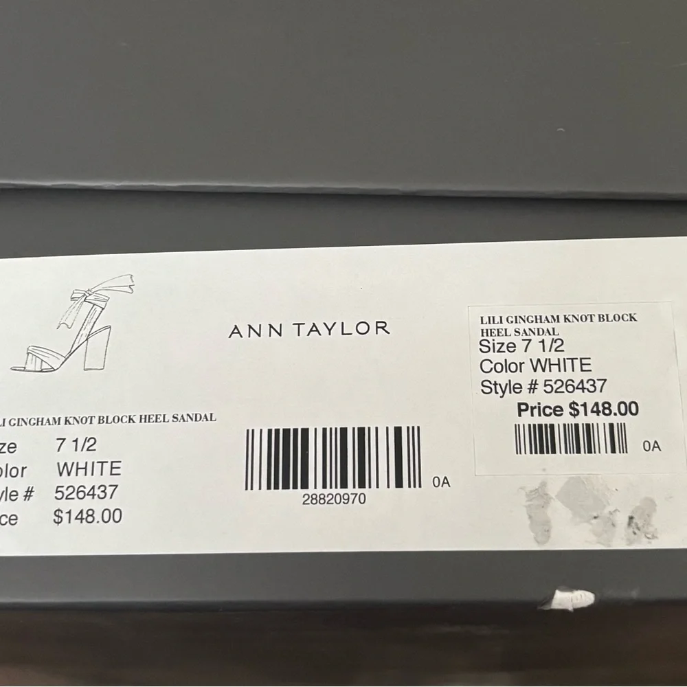 NIB Ann Taylor Lili Gingham Knot Patent Block Heel Sandals Sz 7.5 - Picture 4 of 4